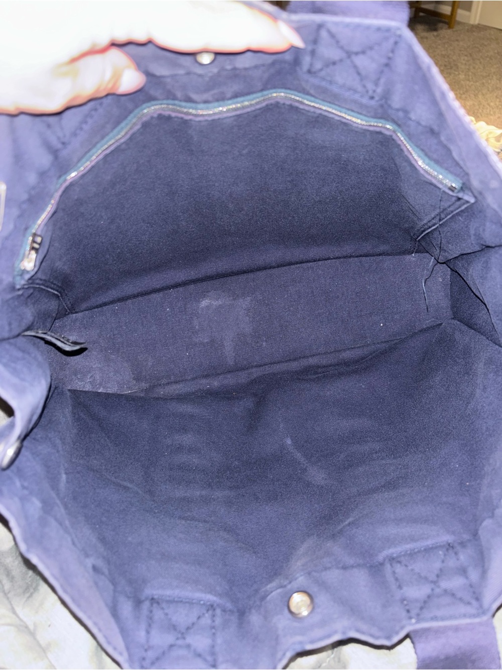 Hermes Navy Canvas Tote Bag - Picture 2 of 6